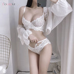 Ensemble soutien-gorge ultra-mince transparent avec broderie pour femmes