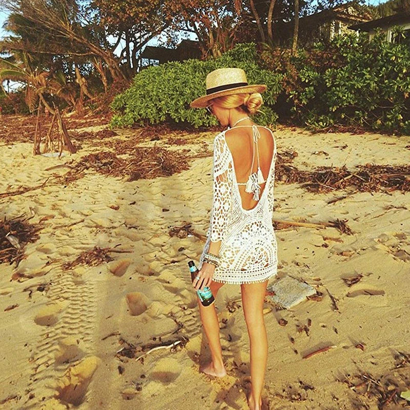 Robe de plage en dentelle au crochet pour femmes