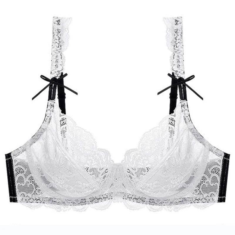 Soutien-gorge Push Up en dentelle avec maille transparente pour femmes