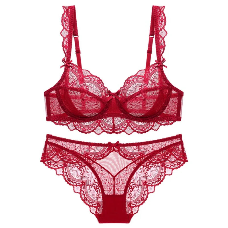 Ensemble de soutien-gorge et culotte Fine en dentelle grande taille pour femmes