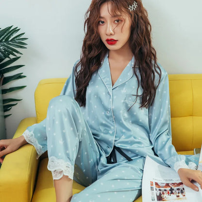 Pyjama Femme en Satin – Imprimé Pois