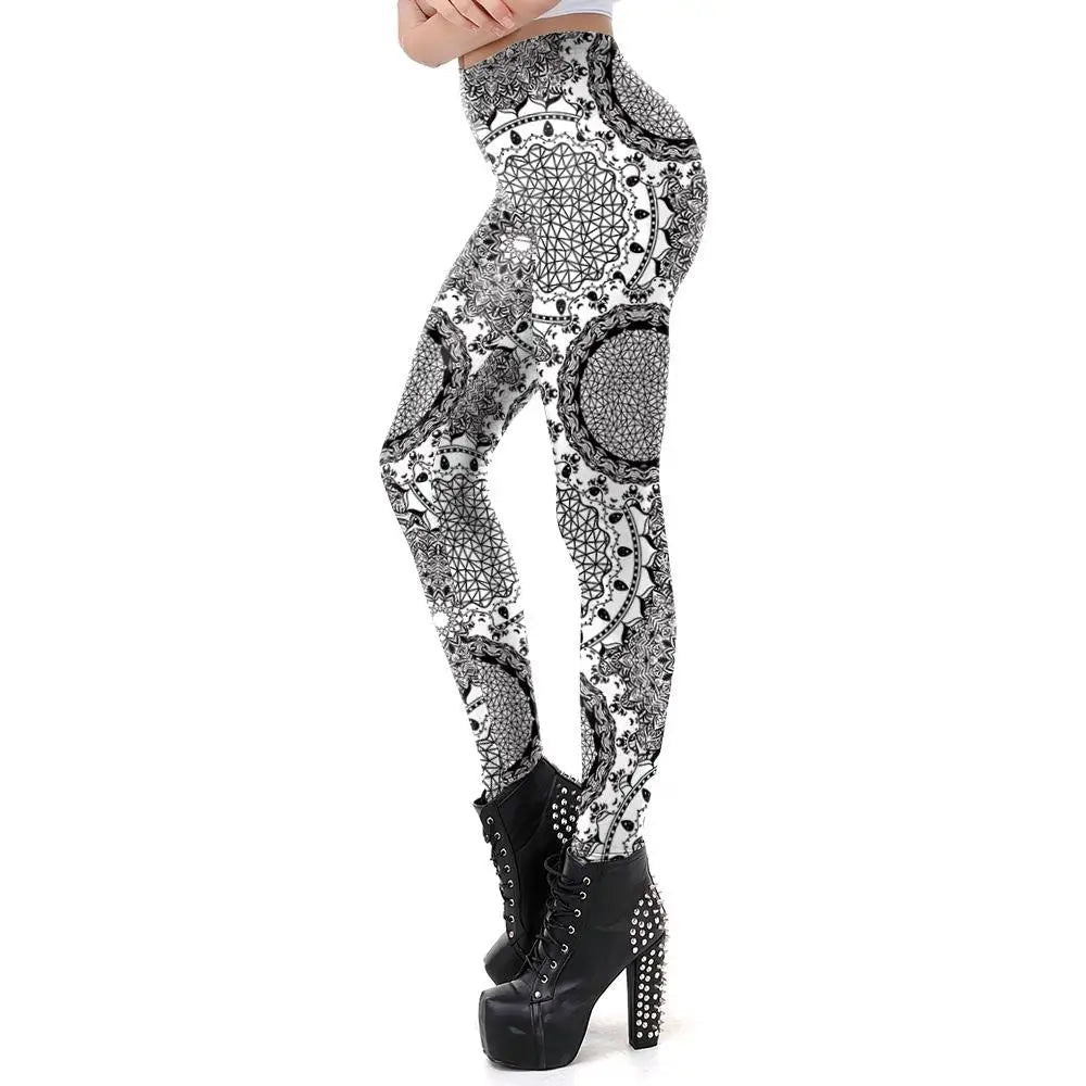 Leggings mandala gris pour femmes