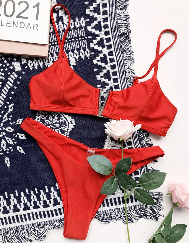 Maillot de bain deux pièces en forme de V pour femmes