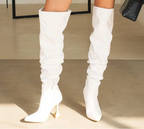 Bottes plissé en cuir souple pour femmes
