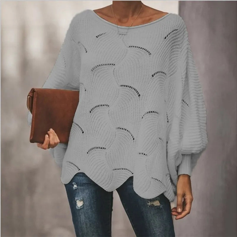 Pull à col rond et manches longues évider pour femmes