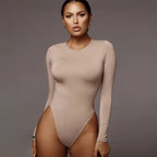 Body sexy à manches longues et col rond pour femmes