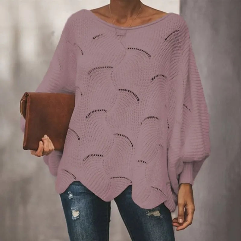 Pull à col rond et manches longues évider pour femmes