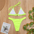 Maillot de bain deux pièces vert néon pour femmes