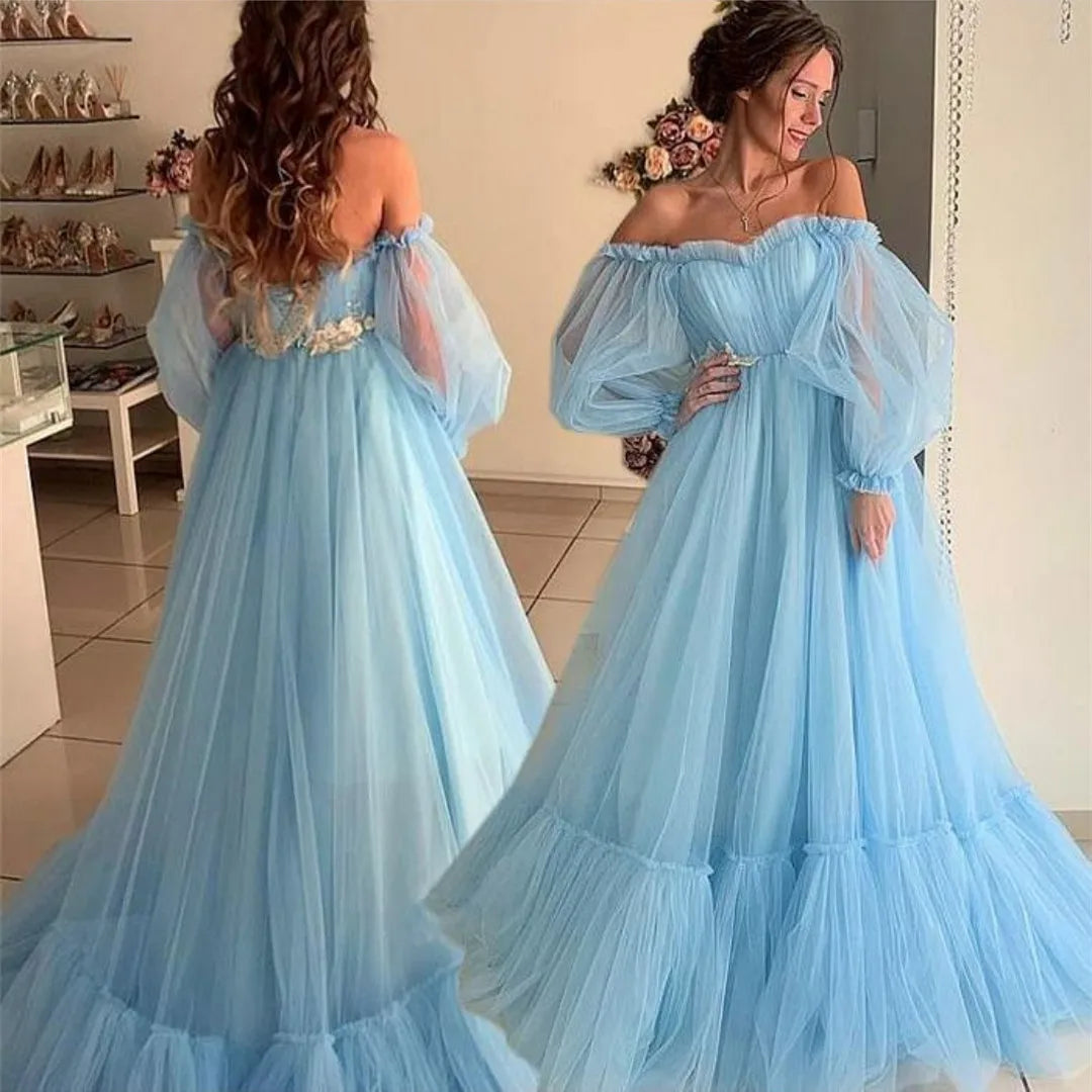 Robe de soirée longue en Tulle  pour femmes