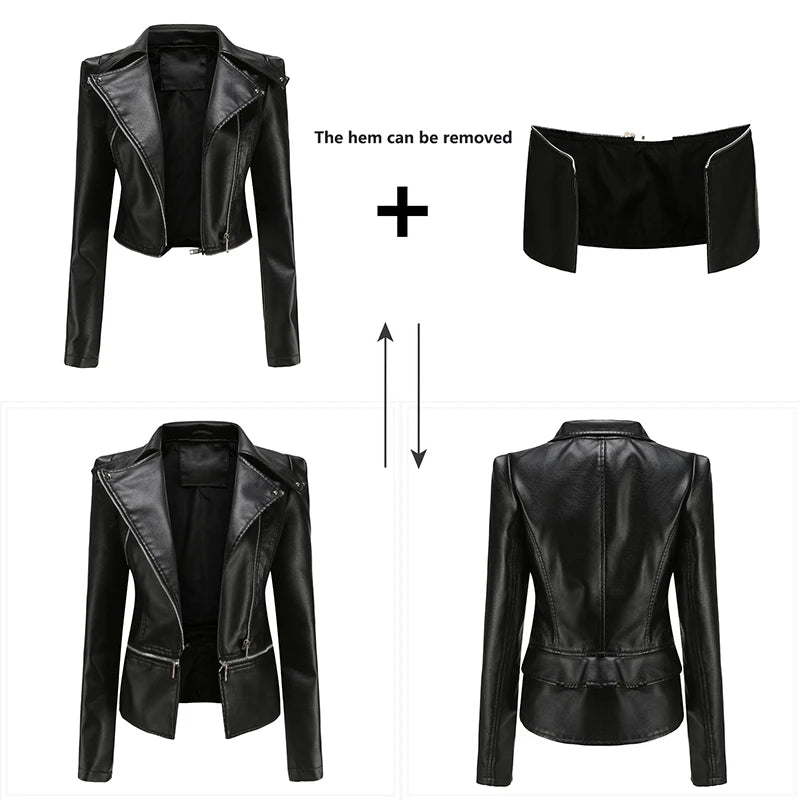 Veste en similicuir PU pour femmes