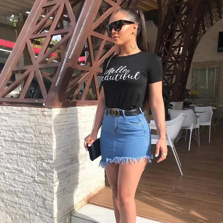 Jupe courte en jean pour femmes