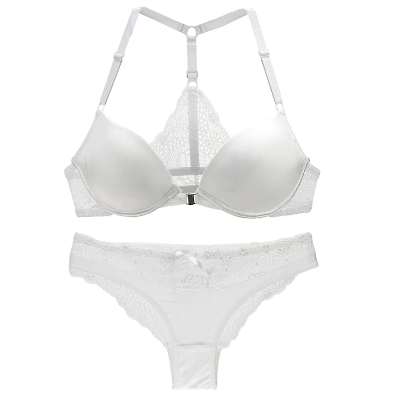Ensembles soutien-gorge sans coutures boutonné sur le devant, push-up et culotte pour femmes