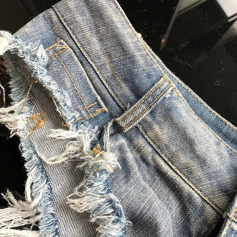 Short en jean taille basse pour femmes