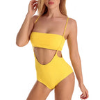 Maillot de bain rainuré deux pièces à culotte tanga pour femmes