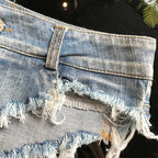 Short en jean taille basse pour femmes
