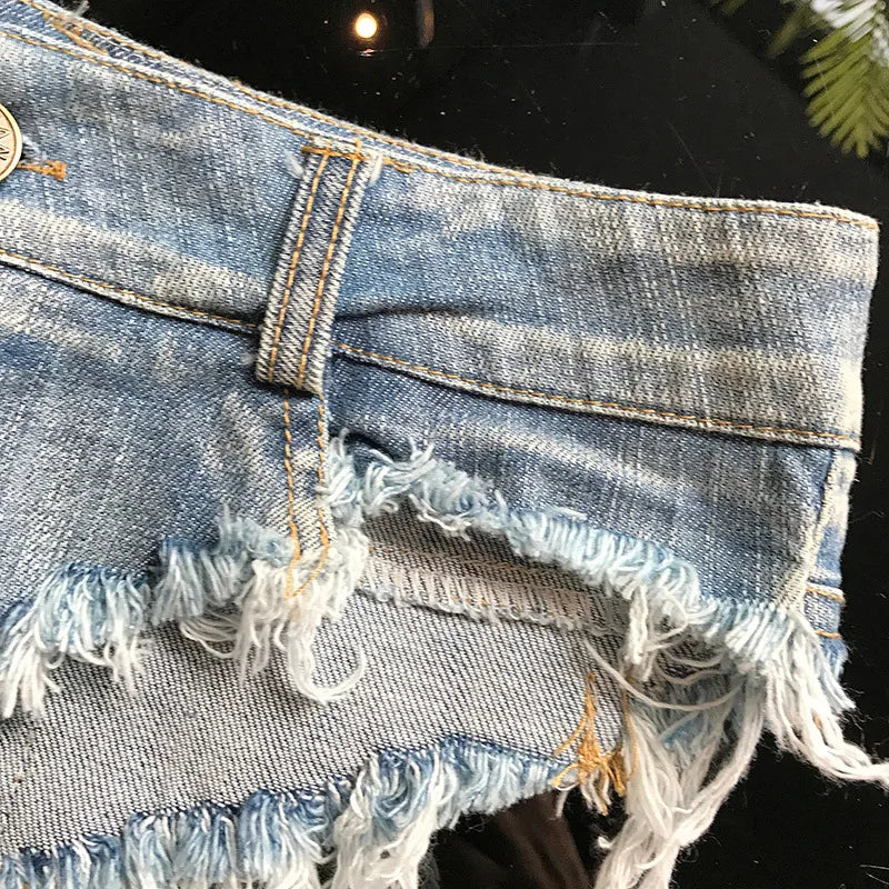 Short en jean taille basse pour femmes