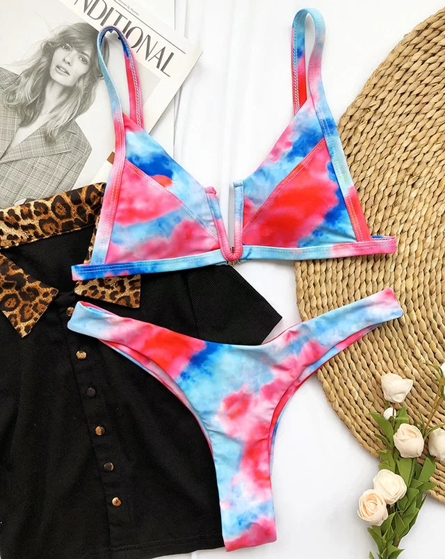 Maillot de bain deux pièces en forme de V pour femmes