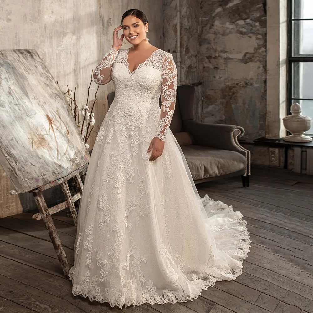 Robe de mariée modeste à manches longues pour femmes