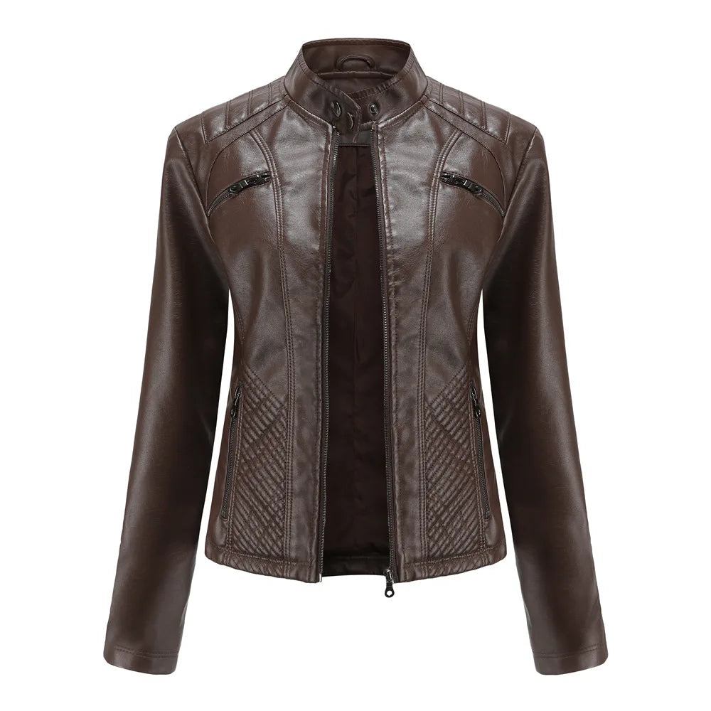 Veste en cuir PU pour femmes