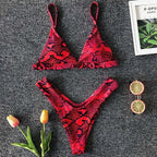 Maillot de bain deux pièces imprimé pour femmes