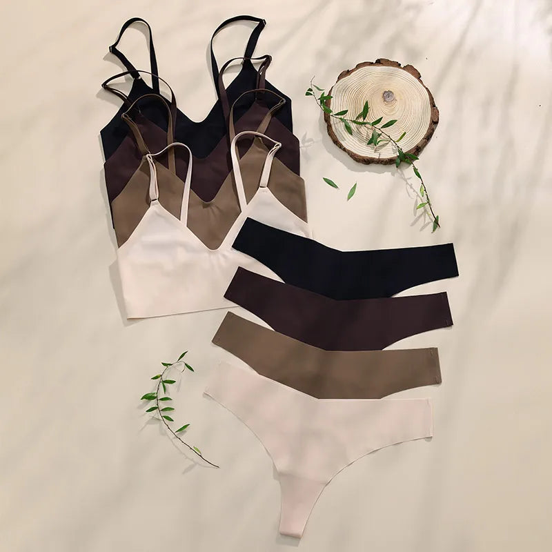 Ensemble de sous-vêtements sans couture soutien-gorge et string pour femmes