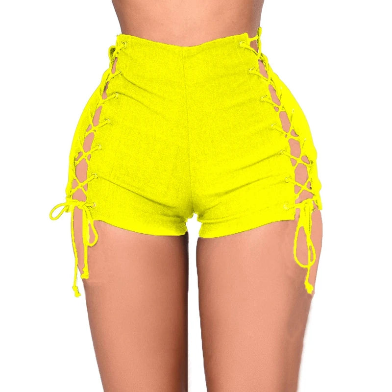 Short en jean sexy à lacets pour femmes