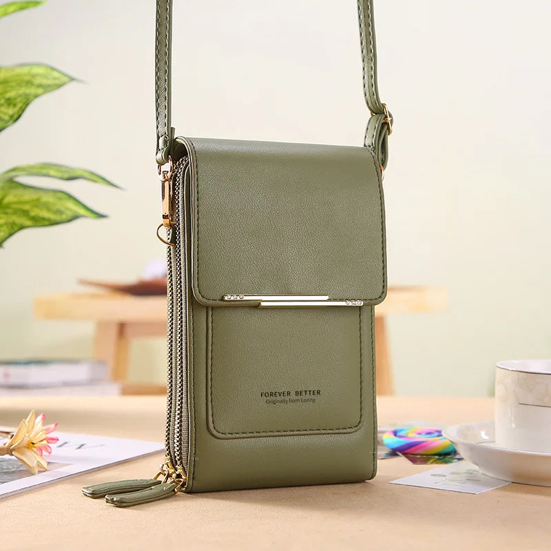 Sac à main pour téléphone portable à écran tactile en cuir souple pour femmes