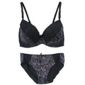 Ensemble de soutien-gorge push-up rembourré à armatures et nœud et culotte pour femmes
