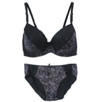 Ensemble de soutien-gorge push-up rembourré à armatures et nœud et culotte pour femmes