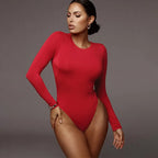 Body sexy à manches longues et col rond pour femmes