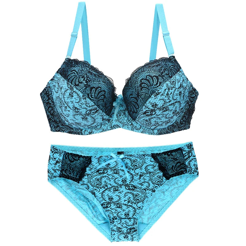 Ensemble soutien-gorge Push Up avec culotte assorti pour femmes