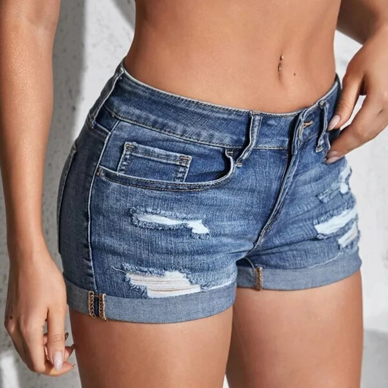 Short déchiré en jean pour femmes