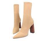 Bottine à talons hauts carrés pour femmes