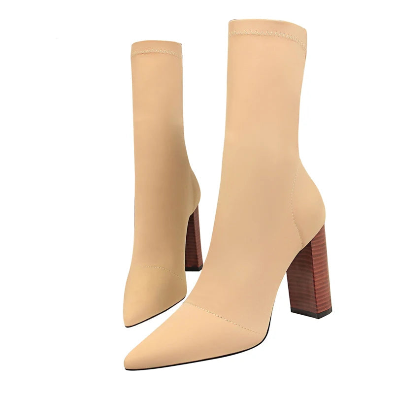 Bottine à talons hauts carrés pour femmes