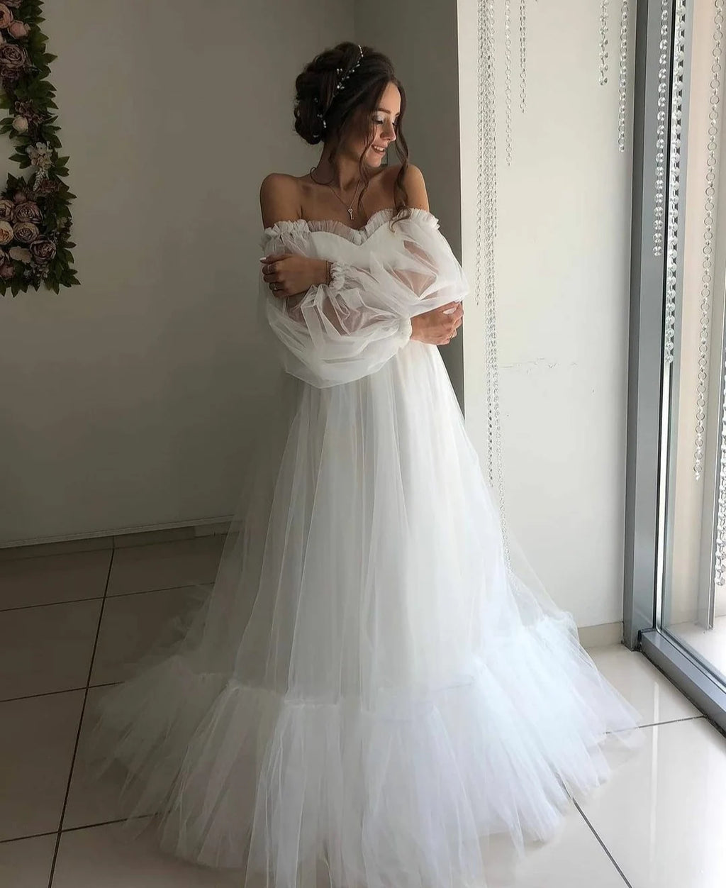 Robe de soirée longue en Tulle  pour femmes