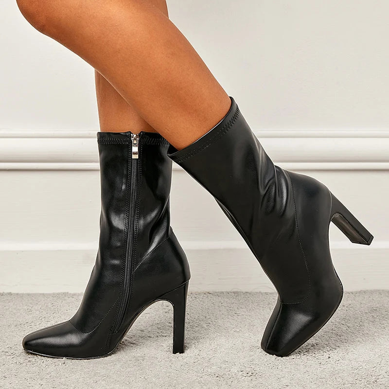 Bottines blanches en cuir PU de haute qualité pour femmes