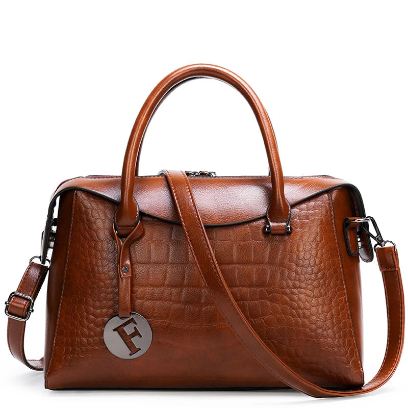 Sac à main en cuir motif crocodile pour femmes
