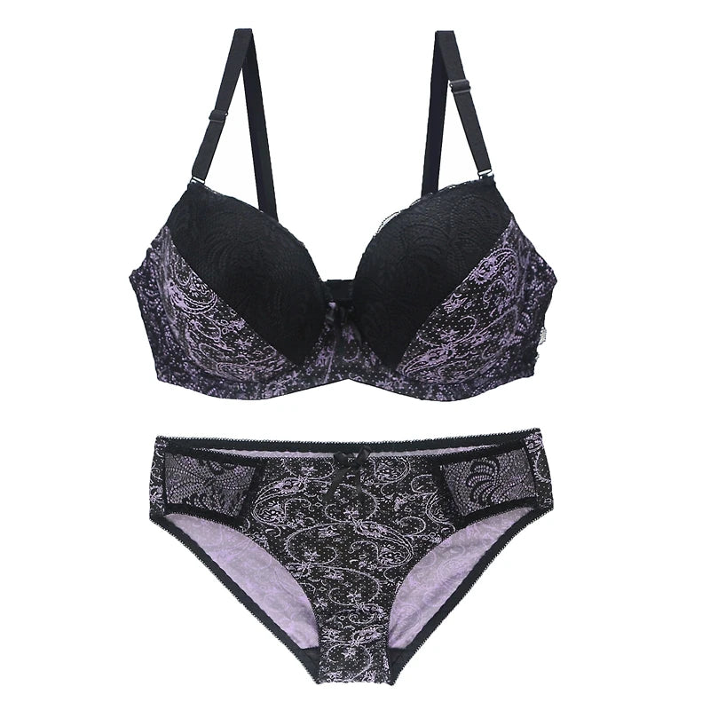 Ensemble soutien-gorge Push Up avec culotte assorti pour femmes
