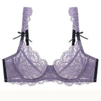 Soutien-gorge Push Up en dentelle avec maille transparente pour femmes