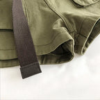 Short en jean vert Style Safari pour femmes