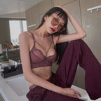 Ensemble de soutien-gorge et culotte en dentelle Ultra-mince pour femmes