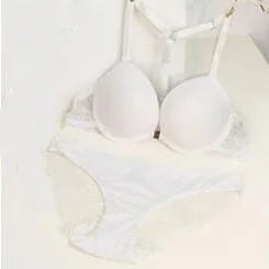 Ensemble soutien-gorge Push Up avec boucle avant et sangle d'épaule et culotte pour femmes