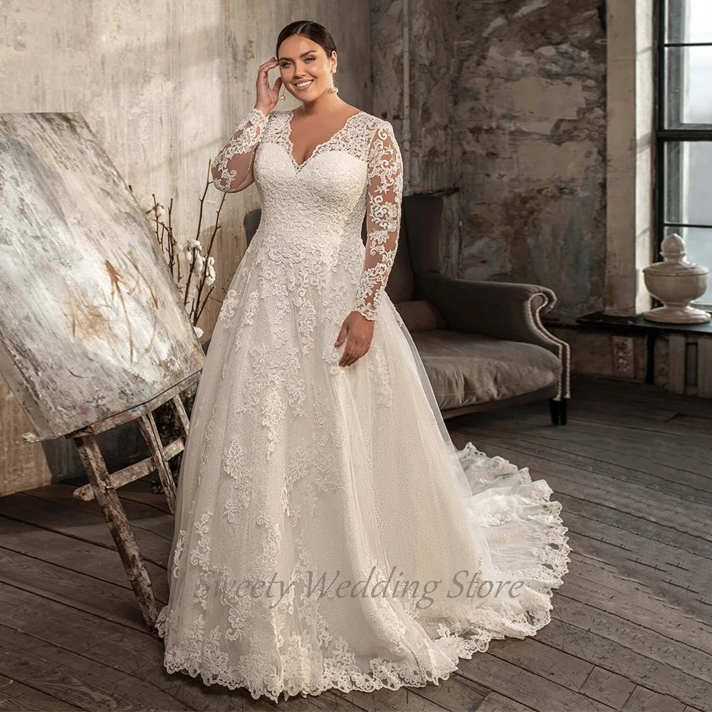 Robe de mariée modeste à manches longues pour femmes