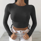 T-Shirt à manches longues et col rond pour femmes