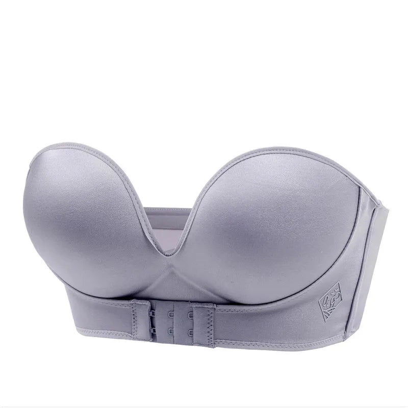 Soutien-gorge push-up sans bretelles en V profond pour femme