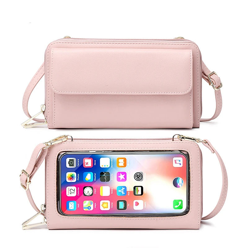 Sac à bandoulière en cuir PU pour téléphone à écran tactile pour femmes