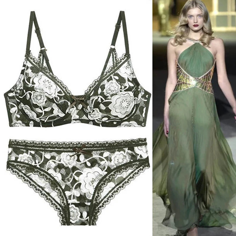 Ensembles soutien-gorge en dentelle Push Up et culotte pour femmes