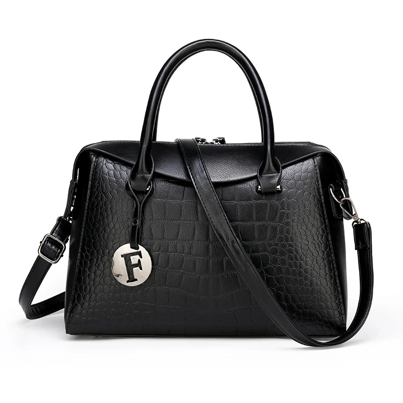 Sac à main en cuir motif crocodile pour femmes