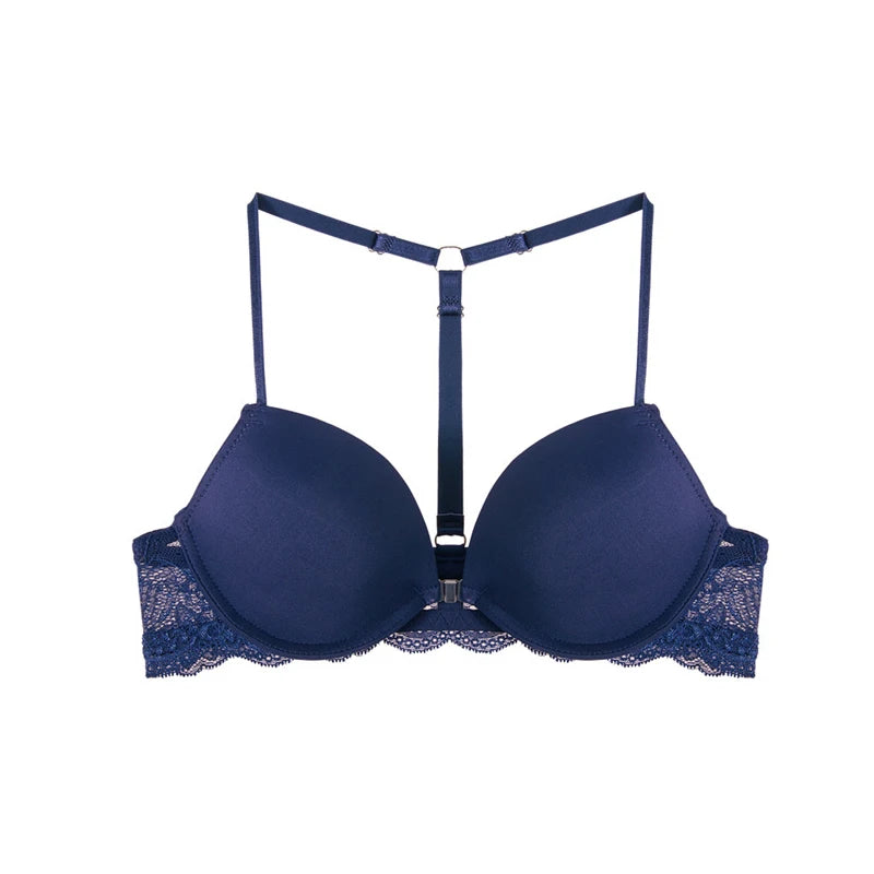 Ensemble soutien-gorge Push Up avec boucle avant et sangle d'épaule et culotte pour femmes