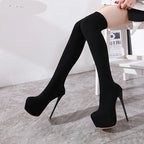 Bottes cuissardes à talons plateforme pour femmes